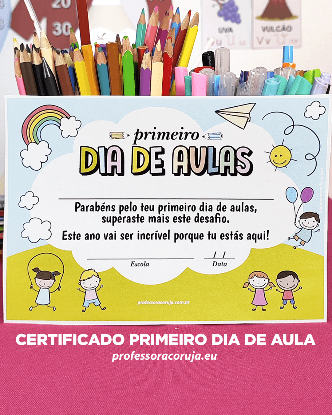 certificado primeiro dia de aula - professora coruja Certificado Primeiro Dia de Aulas - Image 1
