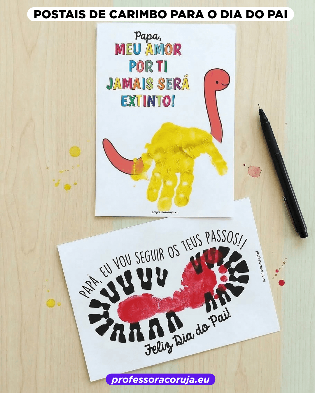Postais Dia do Pai - professora coruja PT (1) Postais de carimbo para o Dia do Pai - Image 1